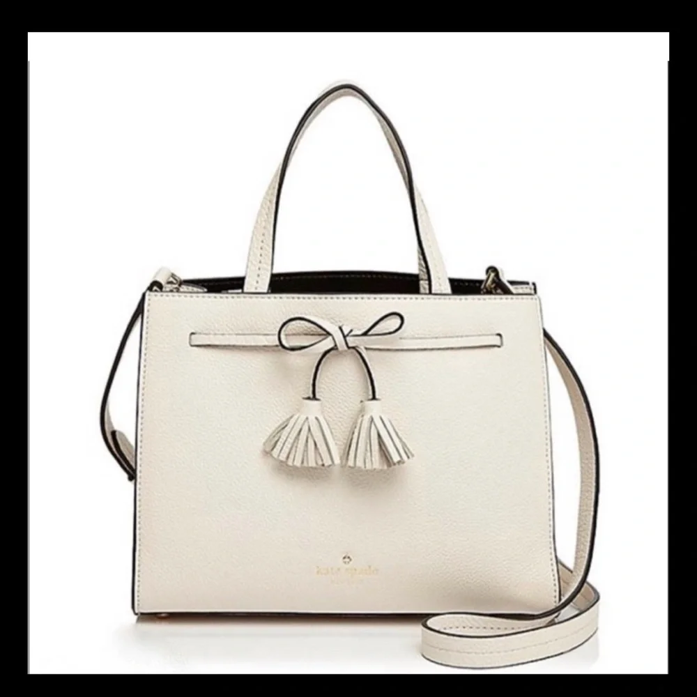 Kate Spade Leather Cream Satchel with Tassel Details
